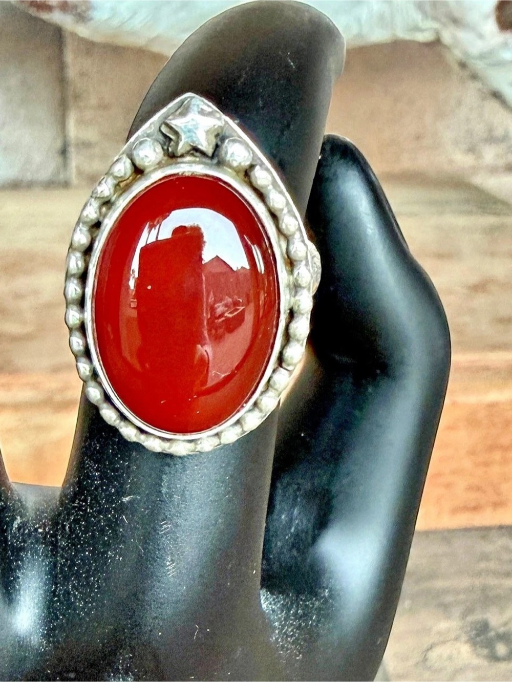 Red Cabochon Statement Ring Size 7